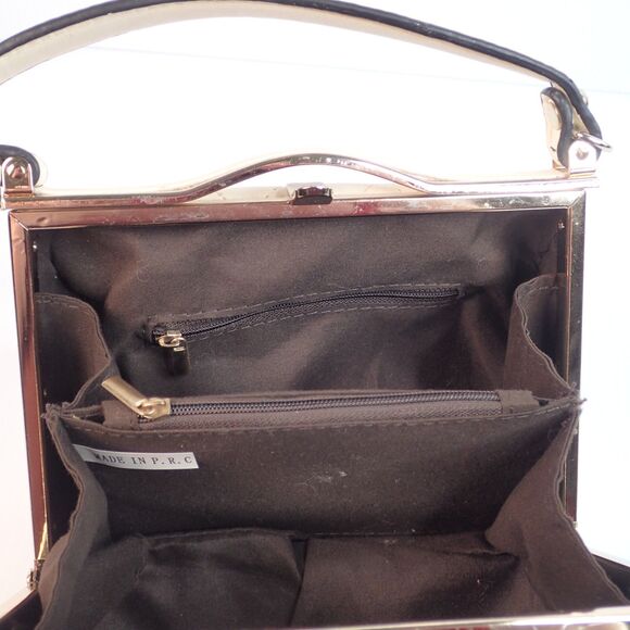 Vintage Quilted Frame Handbag Jeweled Brooch Accent Peoples Republic Of China - Picture 4 of 16